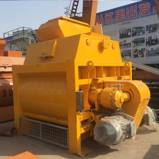 High-efficiency horizontal mixer for precast and ready-mix concrete with 1m³ capacity
